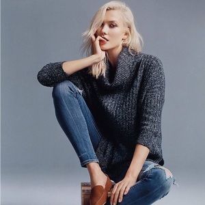 Karlie Kloss for EXPRESS cowl neck multicolor knit sweater